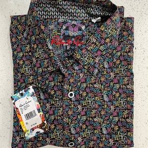 NWT ROBERT GRAHAM Short Sleeve Shirt Button Down,Classic Fit,Sun Valley Size M